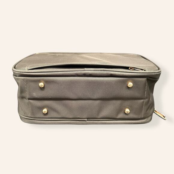 Samsonite Olive Green Carry-On Bag Tan Leather Trim Travel Tote (NWT) - Picture 3 of 13